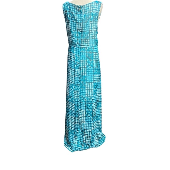 TOMMY HILFIGER V-NECK LINED SURPLICE FAUX-WRAP MAXI DRESS Size 16 Teal White - Picture 8 of 16